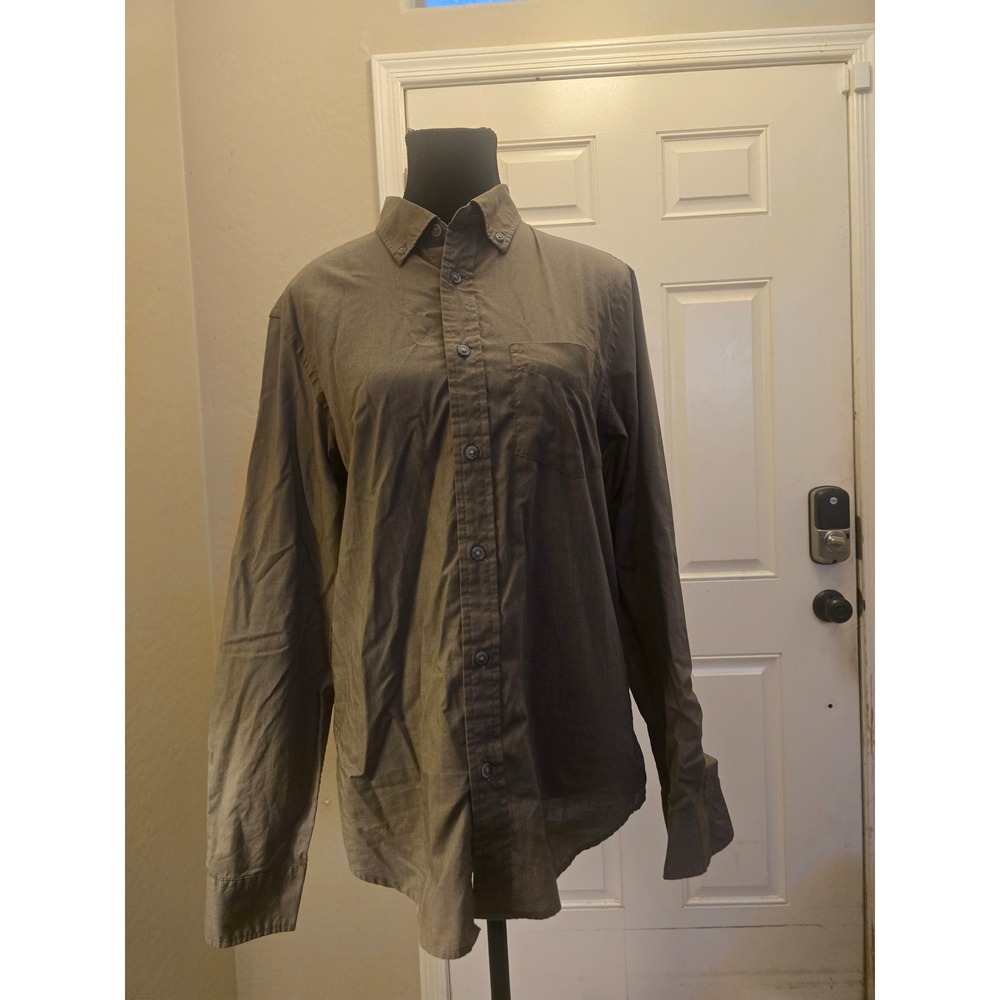 Old Navy Mens Slim Fit Button Down Shirt Long Sleeve Olive Brown Small